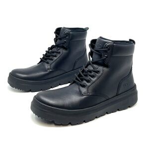 NEW Ugg  Burleigh Chukka Boots Black Leather Men’s Size 8 Combat Ankle Wool New